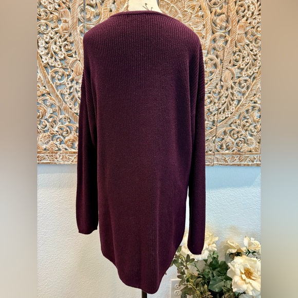 a.n.a Oversized Dark Plum Cable Knit Sweater- size XL - Picture 2 of 12